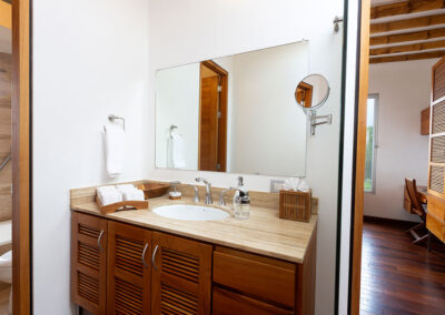 View of the toilette inside Tortuga Villa, most of the furniture hand made and sustainable