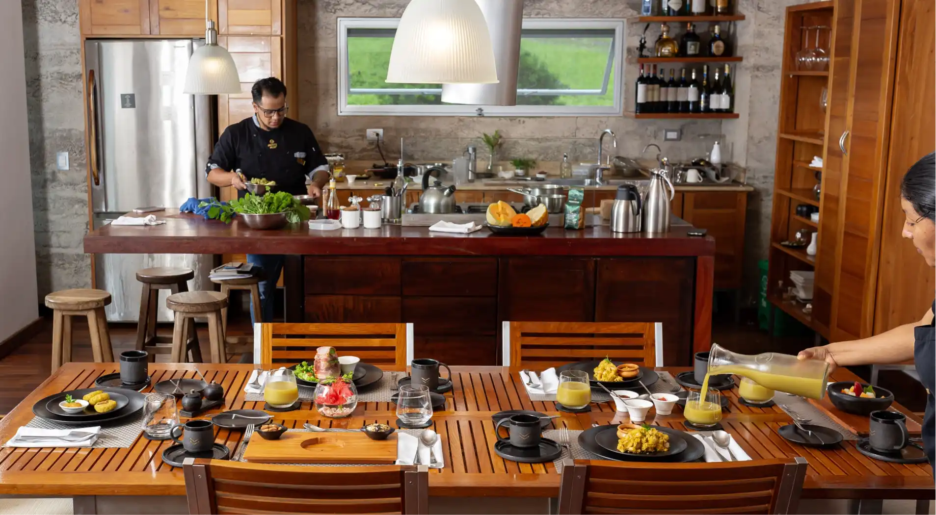 Cocina gourmet con frutas