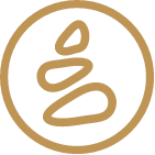 Ícono dorado de espiral o piedra zen